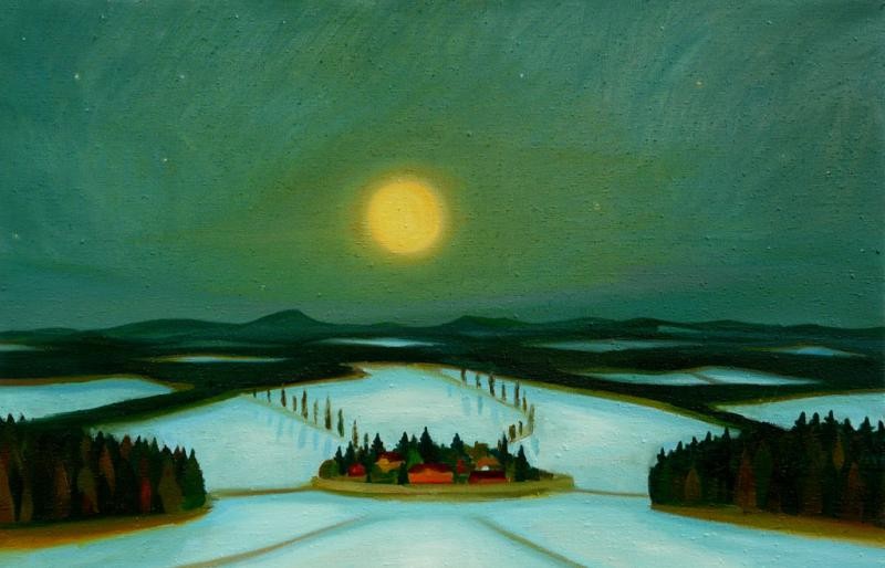 Měsíc, 2009, 80 × 121 cm, olej na plátně