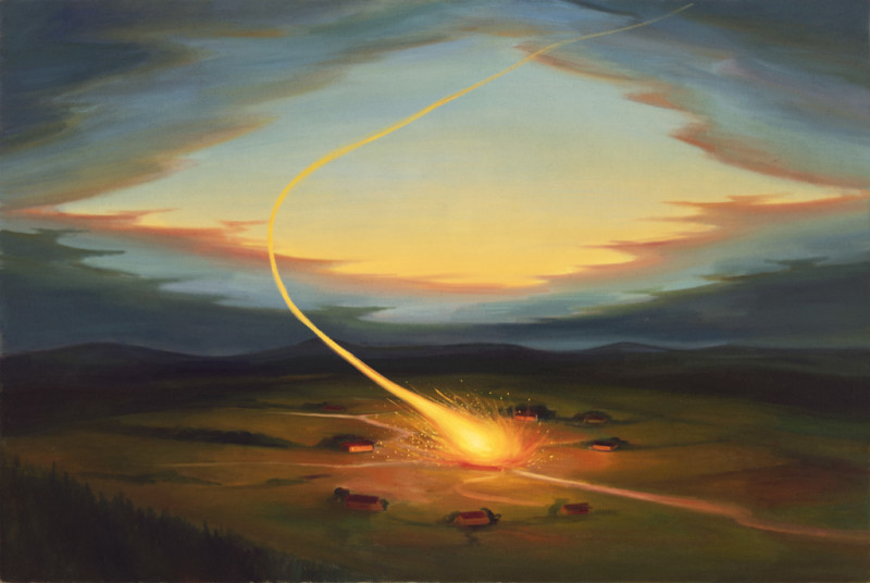 Kulový blesk, 2019, 143 x 210 cm, olej na plátně