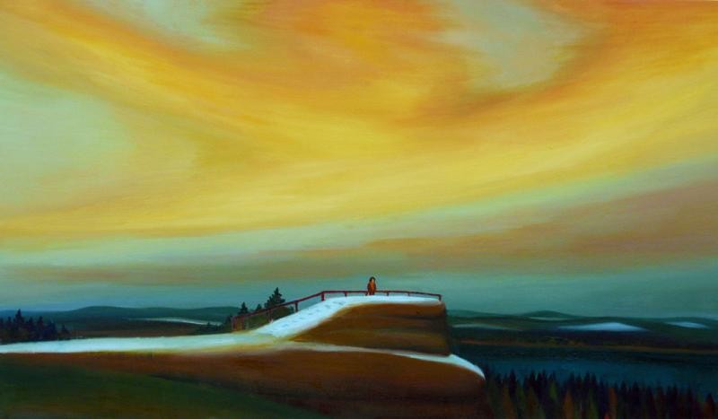 Na Vyhlídce, 2009, 89 × 150 cm, olej na plátně