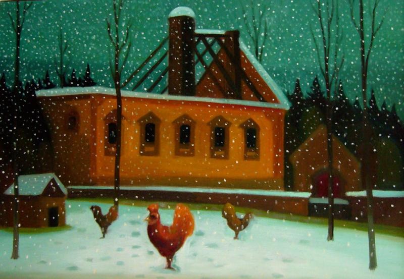 Rabas gallery, The Hens, 2007,  69 × 100 cm, oil on canvas