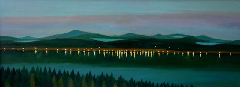 Zrcadlení, 2005, 55 × 144 cm, olej na plátně
