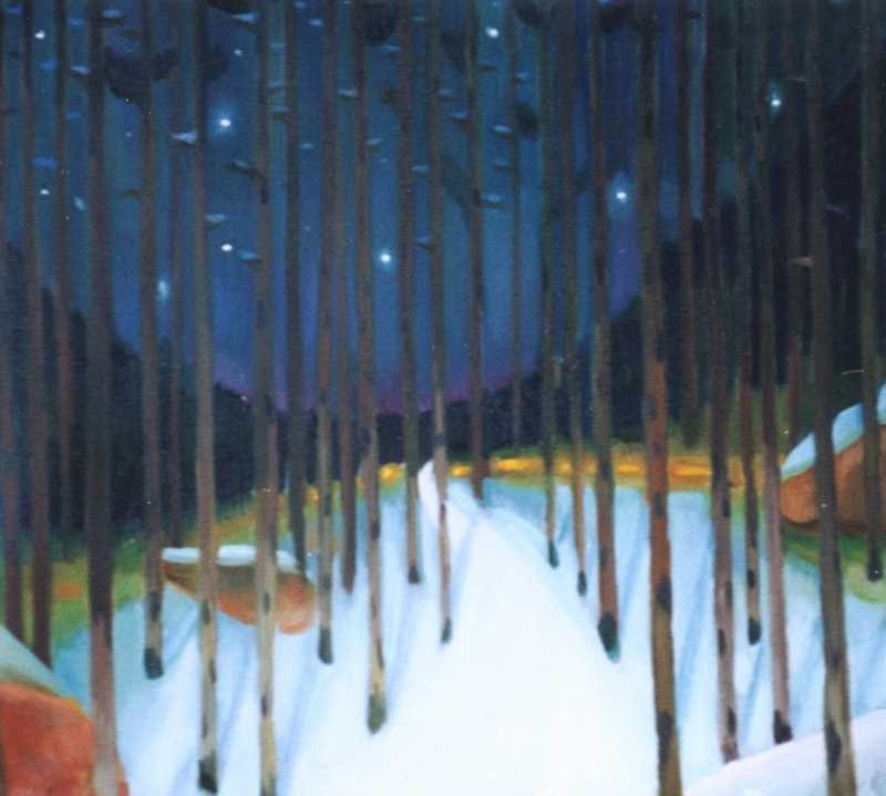 Les v zimě, 2002, 71 × 71 cm, olej na plátně
