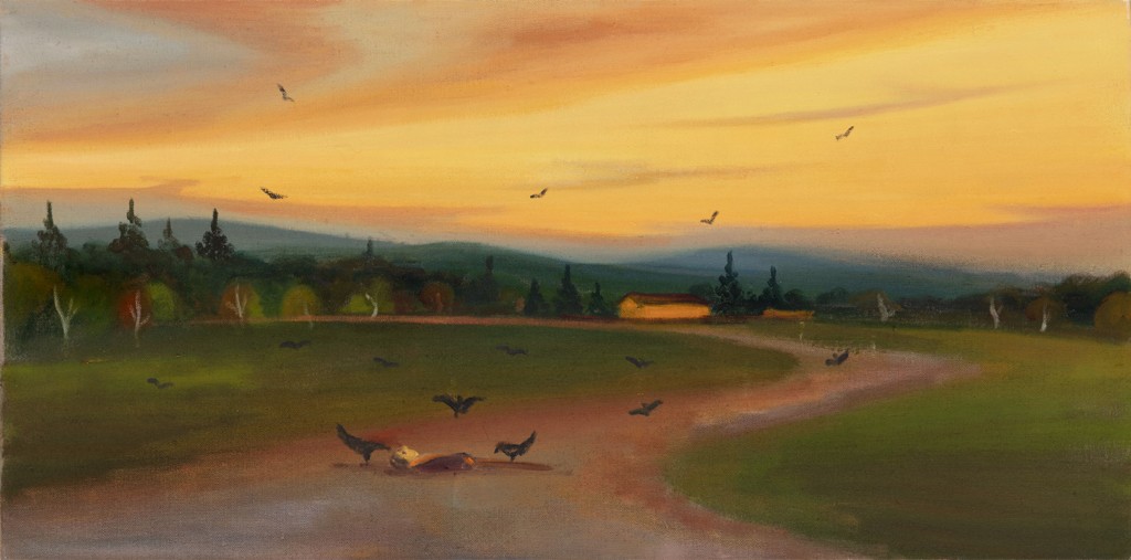 Dlouhá cesta domů, 2022, 40 x 80 cm, olej na pltně