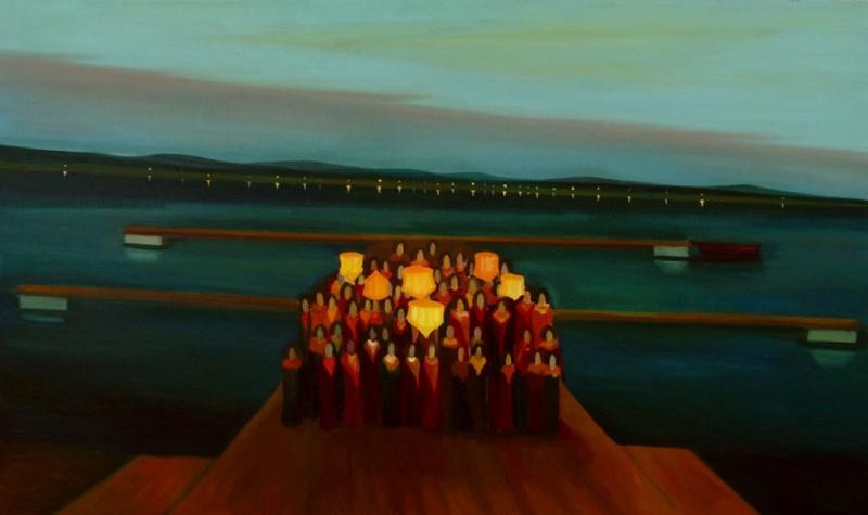 Lampionová slavnost, 2008, 90 × 150 cm, olej na plátně