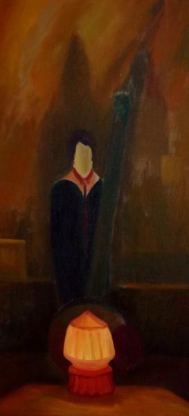V kotelně,  2007, 134 × 64 cm, olej na plátně