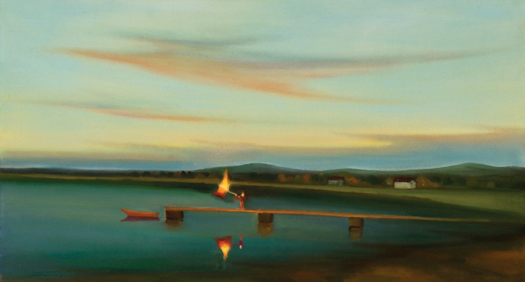 Pálení vlajky, 2016, 50 x 100 cm, olej na plátně