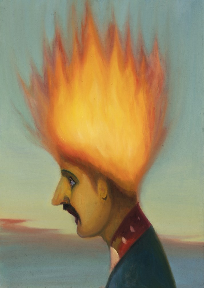 Hořící maska , 2018, 110 x 80 cm, olej na plátně