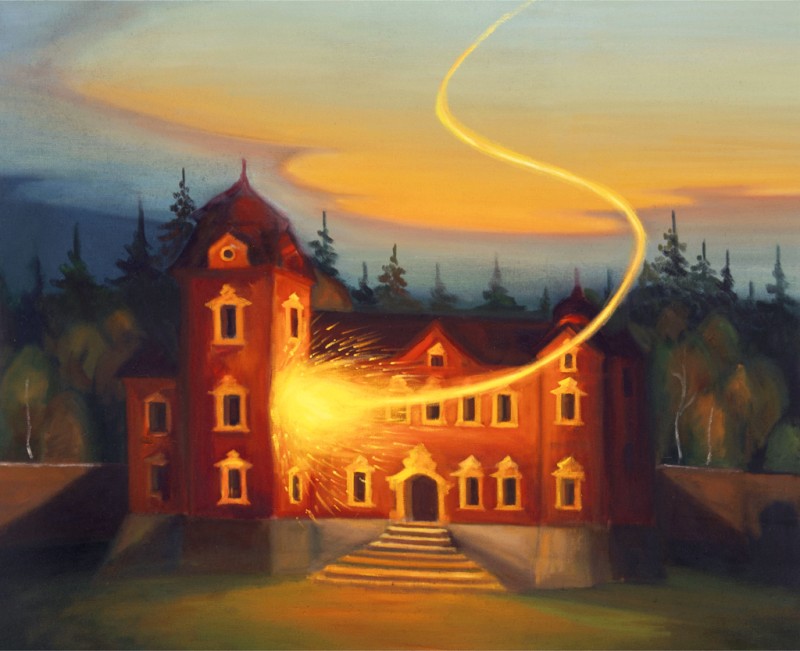 Kulový blesk, 115 x 140 cm, olej na plátně