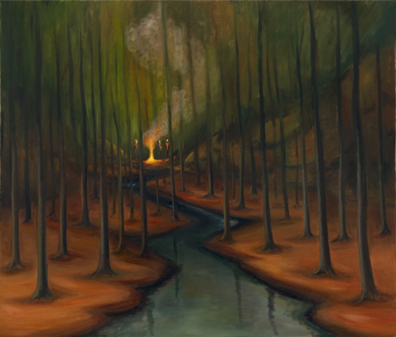 V lese, 2019, 115 x 135 cm, olej na plátně