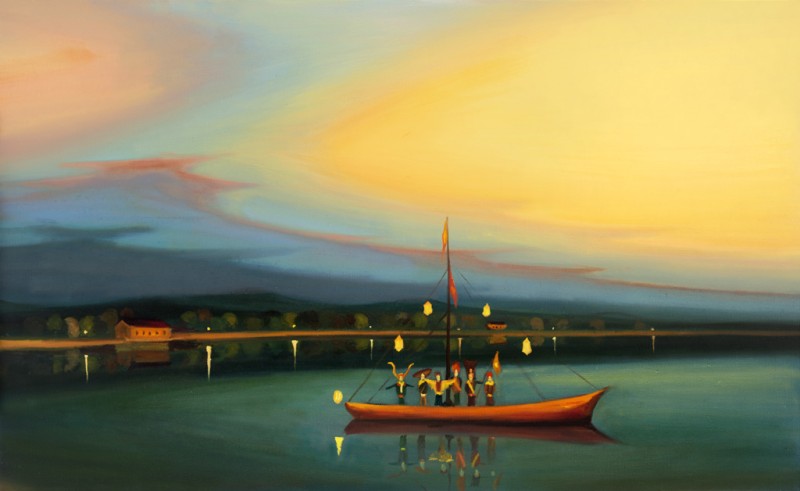 Člun, 2018, 100 x 160 cm, olej na plátně