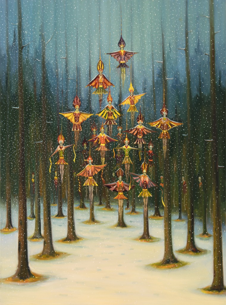 Lesní loutky, 2021, 170 x 125 cm, olej na plátně