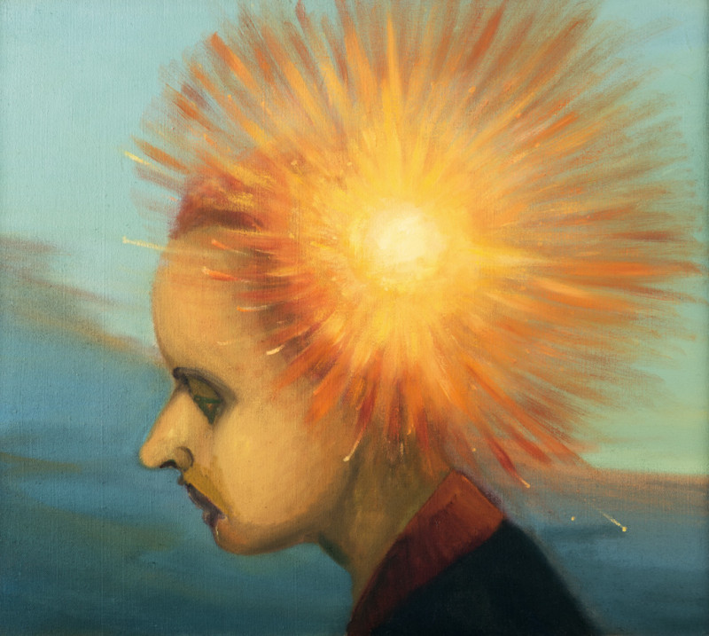 Rozstřelená hlava, 2017, 70 x 80 cm,olej na plátně