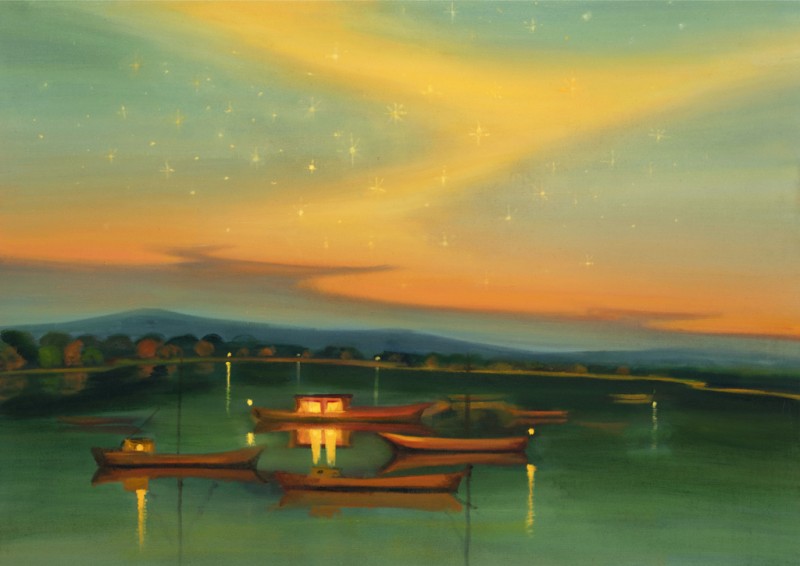 Polární záře, 2023, 100 x 140 cm, olej na plátně