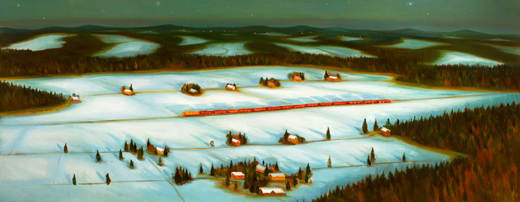 Dlouhý vlak, 2010,79 ×200 cm, olej na plátně
