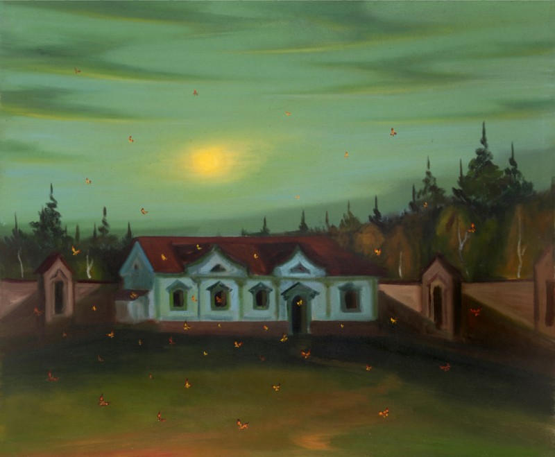 Světlušky, 2023, 100 x 120 cm, olej na plátně
