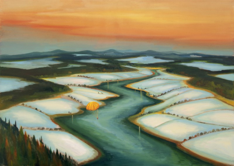 Zimní let, 2020, 140 x 200 cm, olej na plátně
