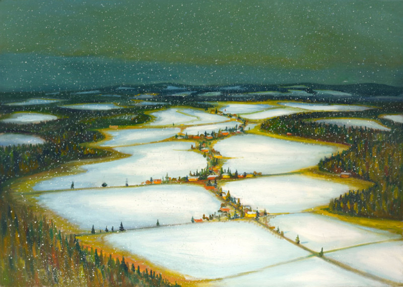 Sněžení, 2014, 120 x 170 cm, olej na plátně