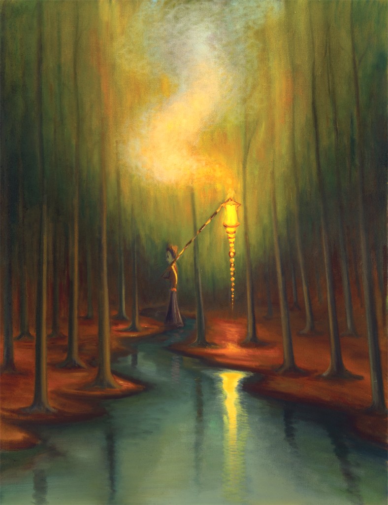 Světlo v lese, 2024, 150 x115 cm, olej na plátně