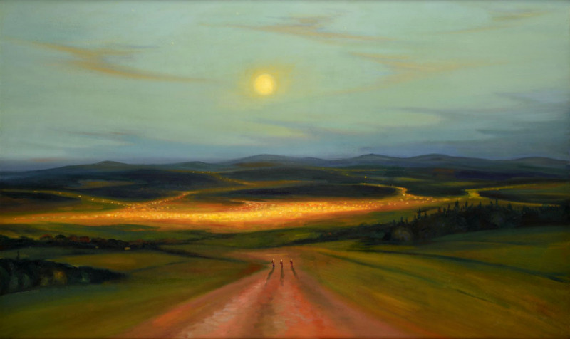 Měsíc nad Libercem, 2013, 110 x 180 cm, olej na plátně