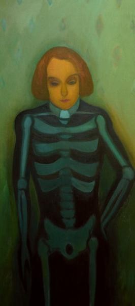 Kostlivec (z cyklu Masopustní masky), 2008, 176 × 80 cm, olej na plátně