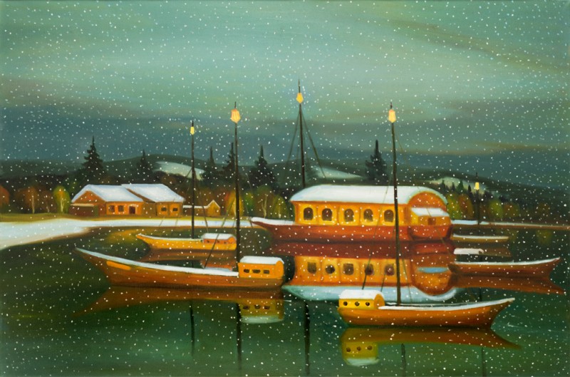 Lodě, 2018, 110 x 150 cm, olej na plátně