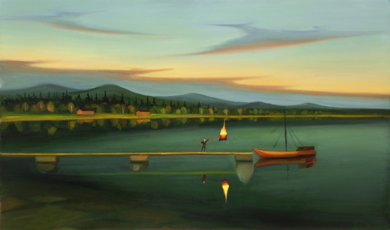 Pálení vlajky, 2018, 115 x 200 cm, olej na plátně
