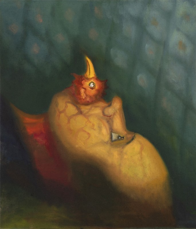Udávené kuře, 2021, 60 x 70 cm, olej na plátně