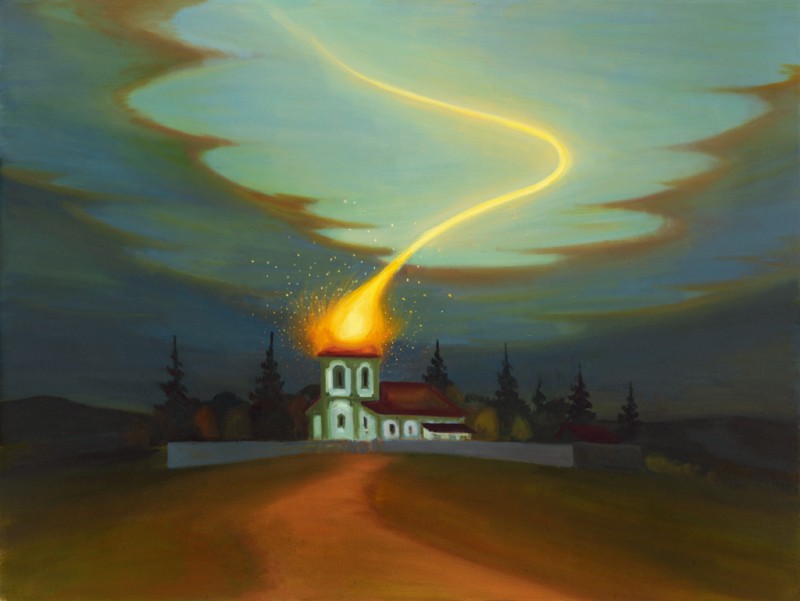 Věž, 2018, 125 x 170 cm, olej na plátně