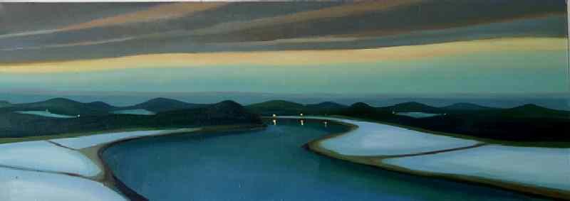 Labe navečer, 2004, 195 × 70 cm, olej na plátně
