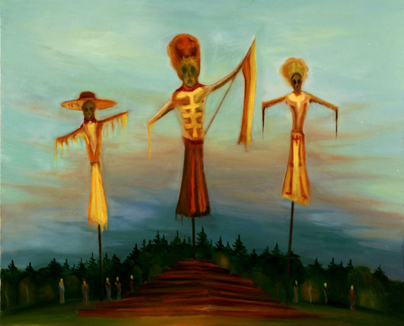Tři smrtky, 2010, 125 x105 cm, olej na plátně
