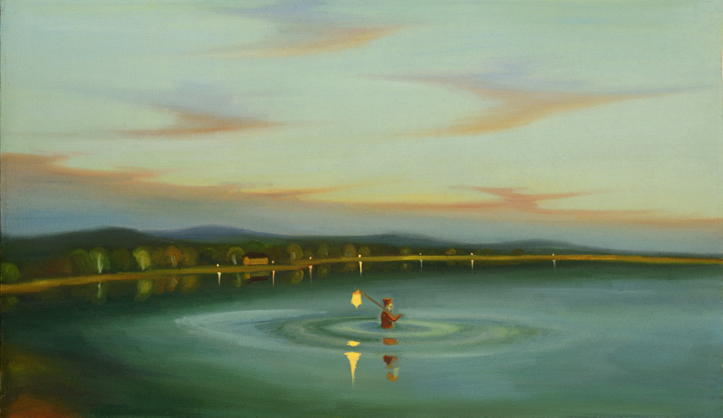 Ve vodě, 2016, 75 x 125 cm, olej na plátně