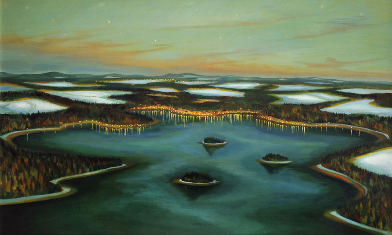 Světla na vodě, 2012, 110 x 180 cm, olej na plátně