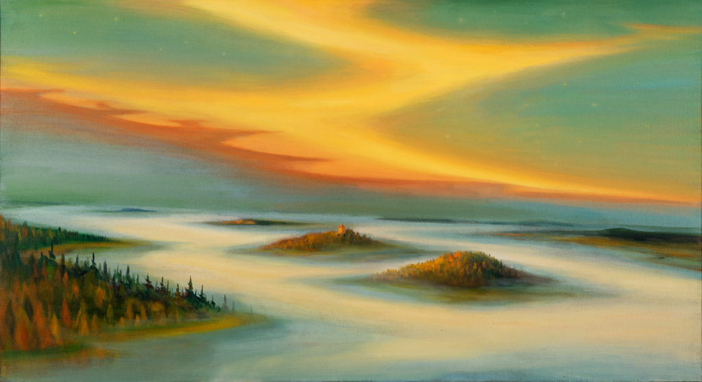 Polární záře, 2026, 115 x 210 cm, olej na plátně