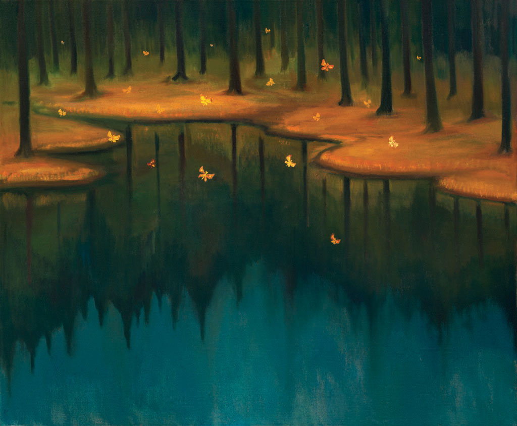 Noční motýli, 2016, 95 x 115 cm, olej na plátně
