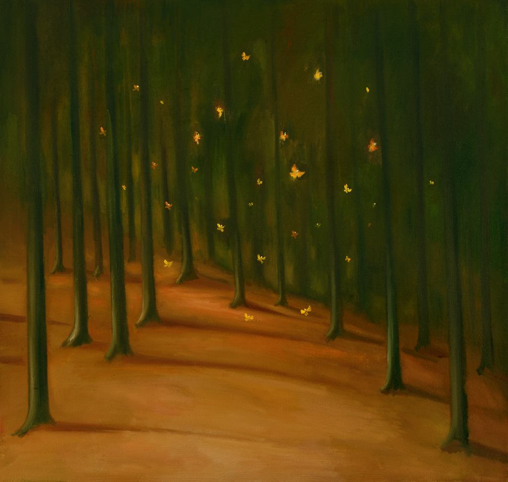 Noční motýli, 2016, 95 x 100 cm, olej na plátně