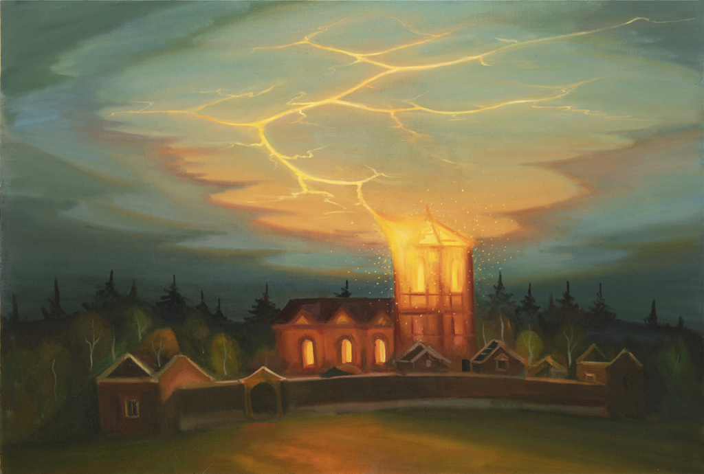 Věž, 2020, 115 x 170 cm, olej na plátně