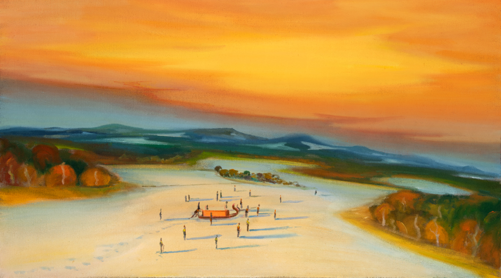 Žlutý večer, 2026, 70 x 125 cm, olej na plátně