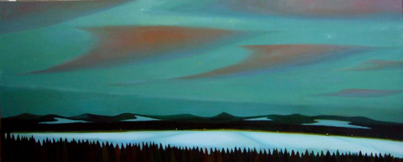 Mraky, 2007, 82 × 201 cm, olej na plátně