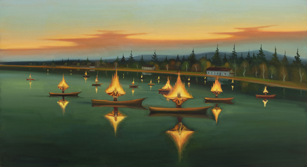 Slavnost, 2022, 115 x 210 cm, olej na plátně