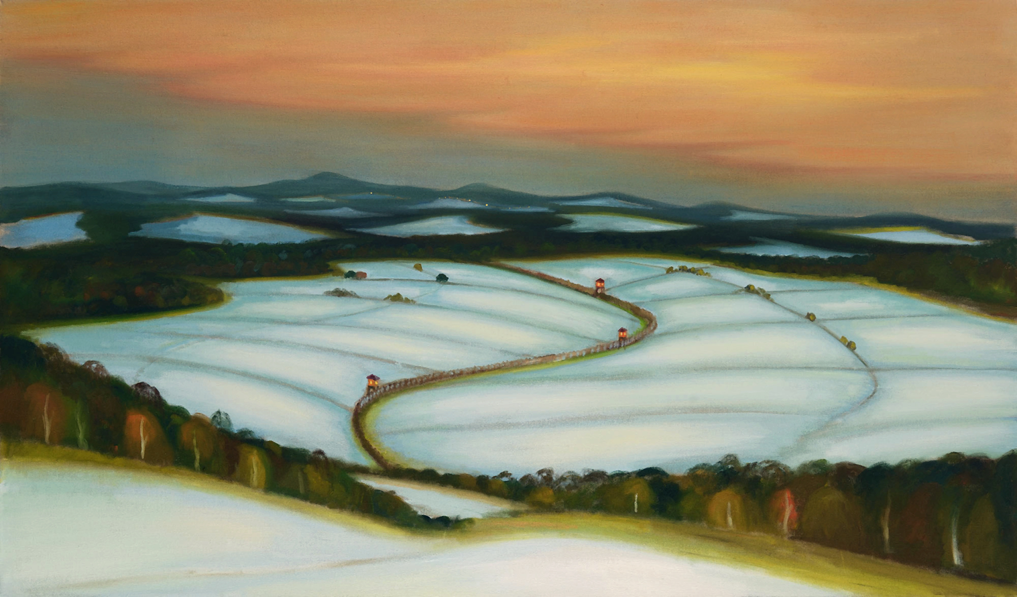 Věže, 2016, 100 x 170 cm, olej na plátně