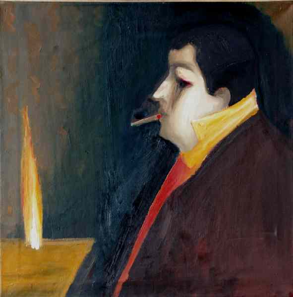 Kuřák, 1997, 75 × 75 cm, olej na plátně