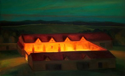 Velký dvůr, 2009, 96 × 158 cm, olej na plátně