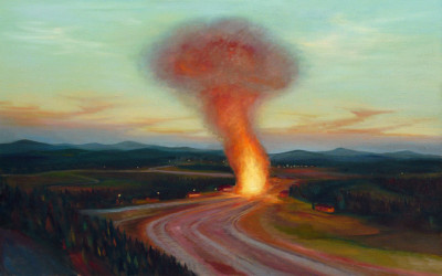 Exploze, 2011, 100 x 158 cm, olej na plátně