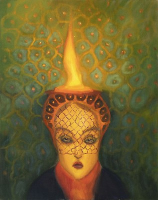 Pyromanka, 2022, 100 x 80 cm, olej na plátně