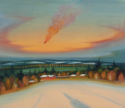 Červený asteroid,  2024, 100 x 115 cm, olej na plátně