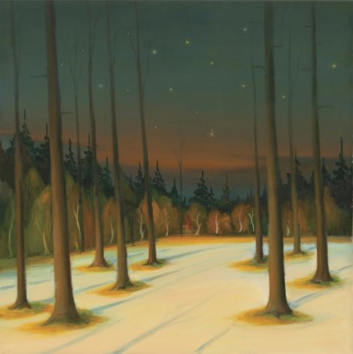 Hvězdná noc, 2022, 100 x 100 cm, olej na plátně