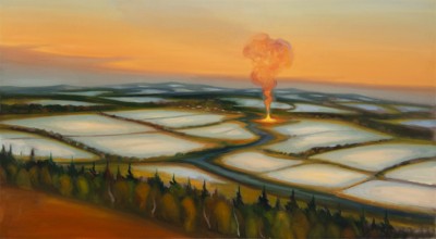 Kouř, 2024, 100 x 180 cm, olej na plátně