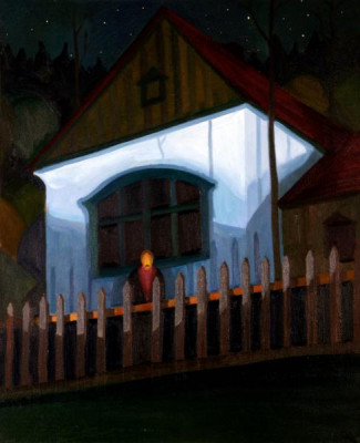 Za plotem, 2004, 121 × 100 cm, olej na plátně