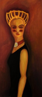 Červené oči, 2011, 131 × 59 cm, olej na plátně