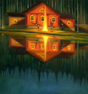 Tanec u jezera, 2014, 150 x 140 cm, olej na plátně